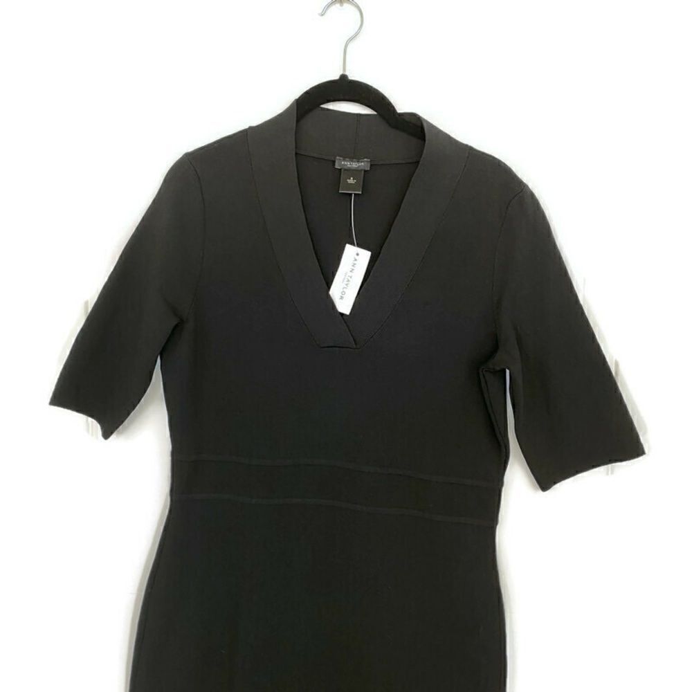 Ann Taylor Factory Black V-Neck Dress Small